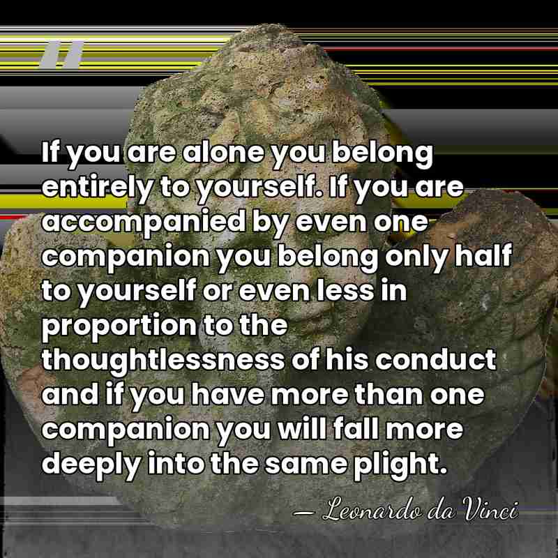 If you are alone you belong entirely to yourself. If you are&hellip; - Leonardo da Vinci