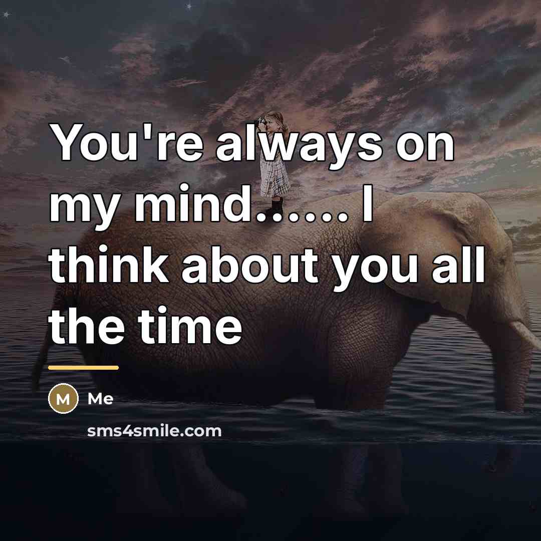 “You're always on my mind...... I think about you all…” quote by Me