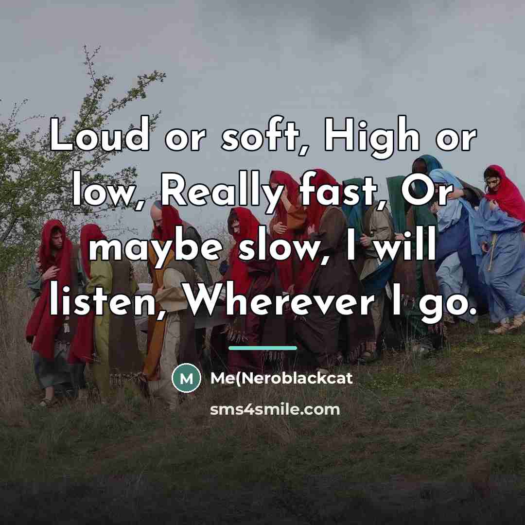 “Loud or soft, High or low, Really fast, Or maybe…” quote by Anonymous
