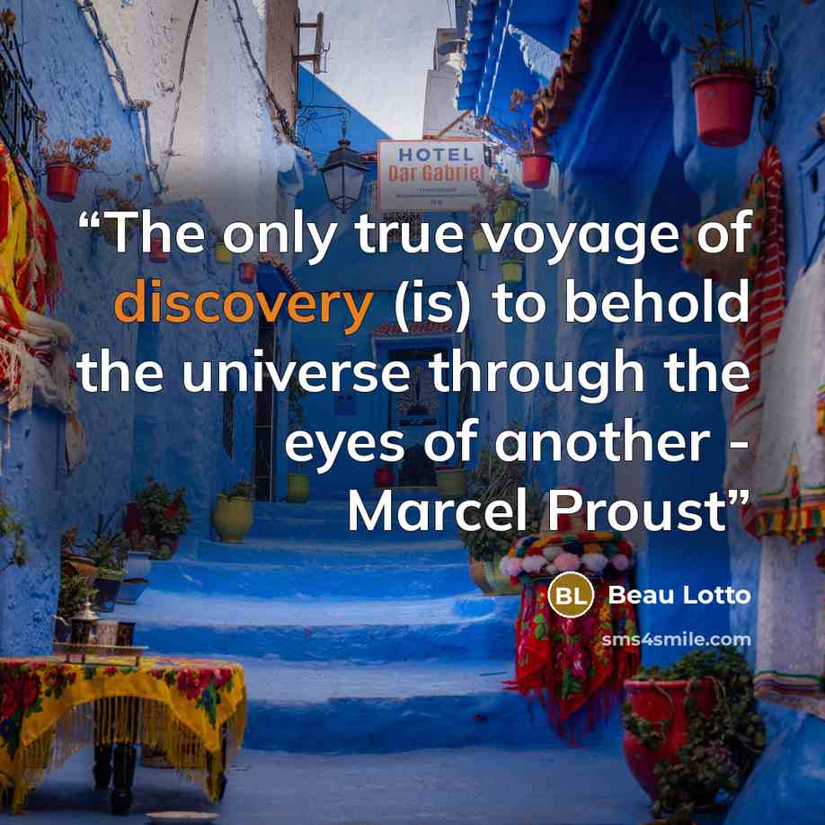 “The only true voyage of discovery (is) to behold the universe through the eyes of another - Marcel Proust” quote by Beau Lotto