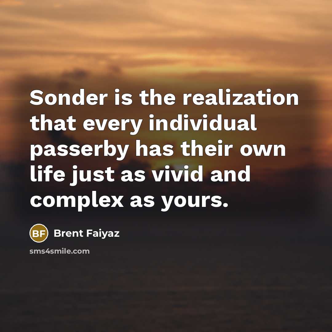 “Sonder is the realization that every individual passerby has their own life just as vivid and complex as yours.” quote by Brent Faiyaz