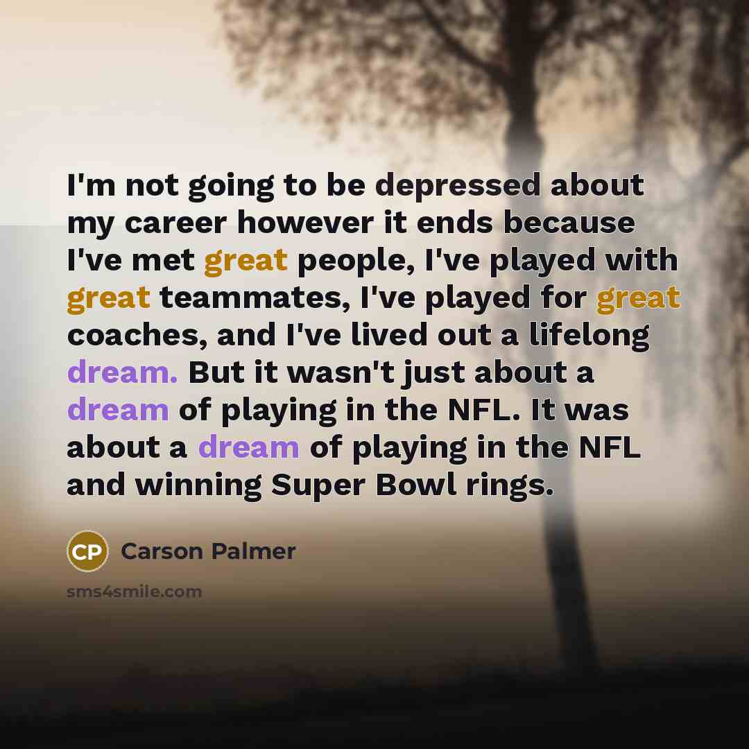 “I'm not going to be depressed about my career however…” quote by Carson Palmer