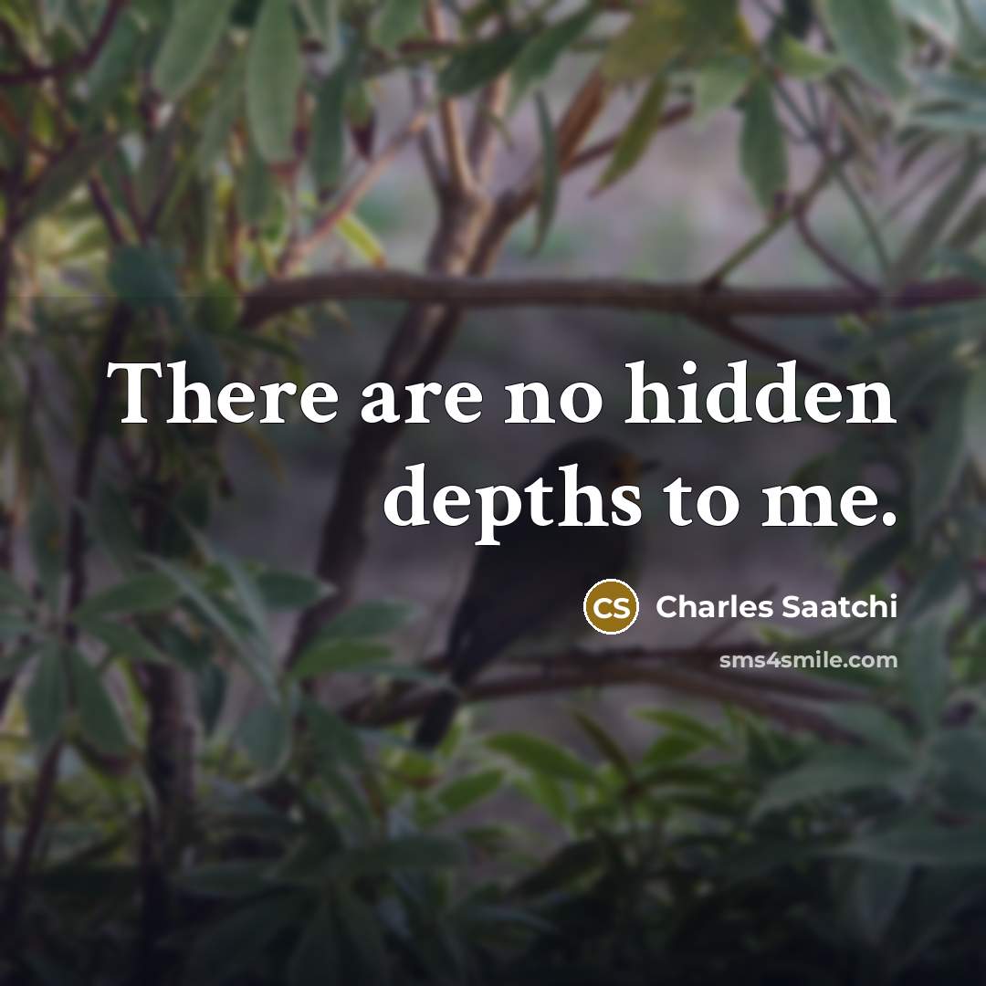 “There are no hidden depths to me.…” quote by Charles Saatchi