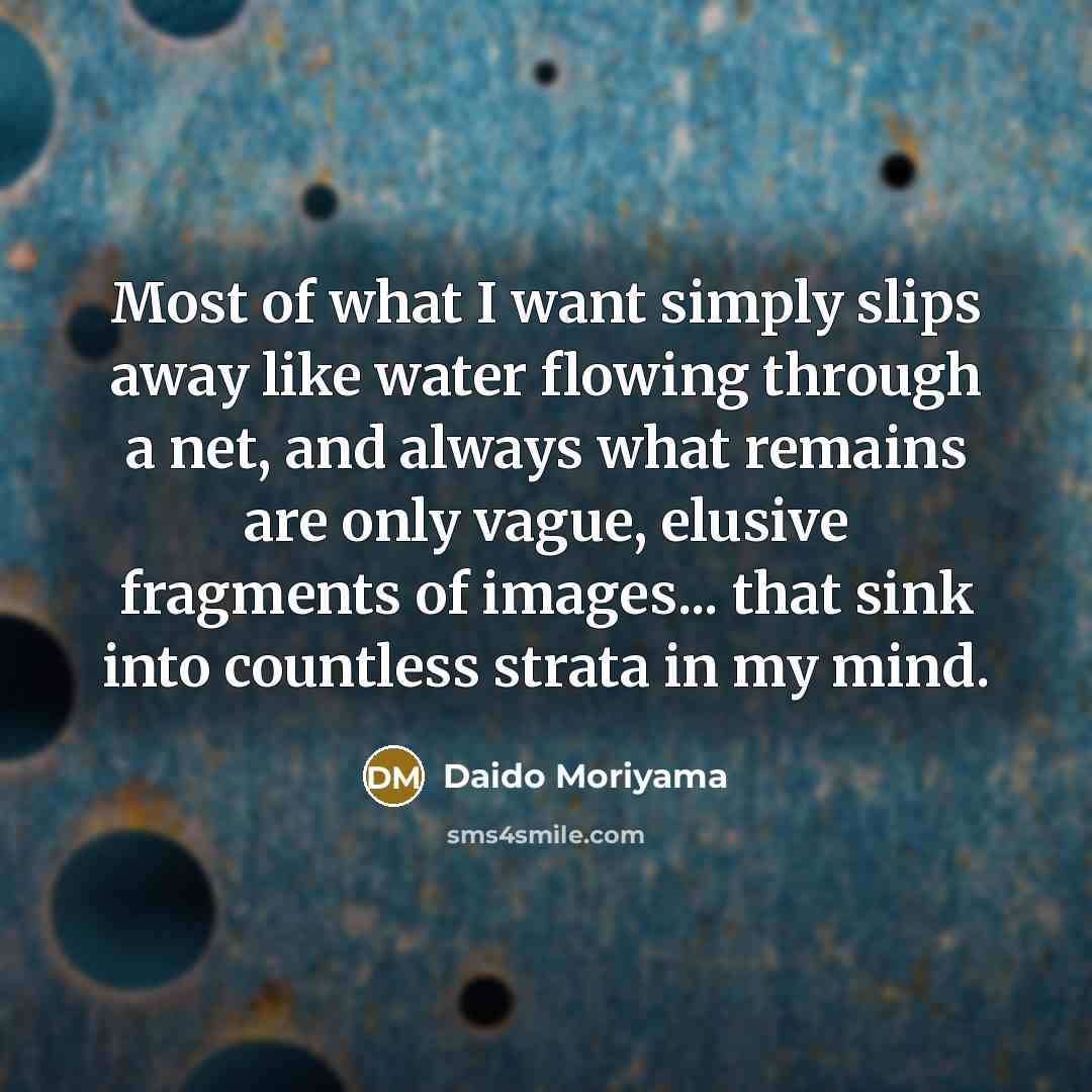 “Most of what I want simply slips away like water…” quote by Daido Moriyama