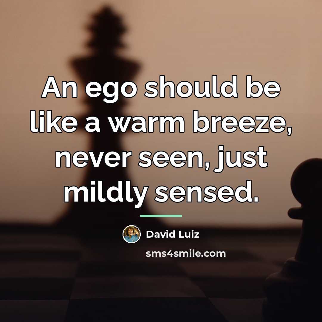 “An ego should be like a warm breeze, never seen,…” quote by David Luiz