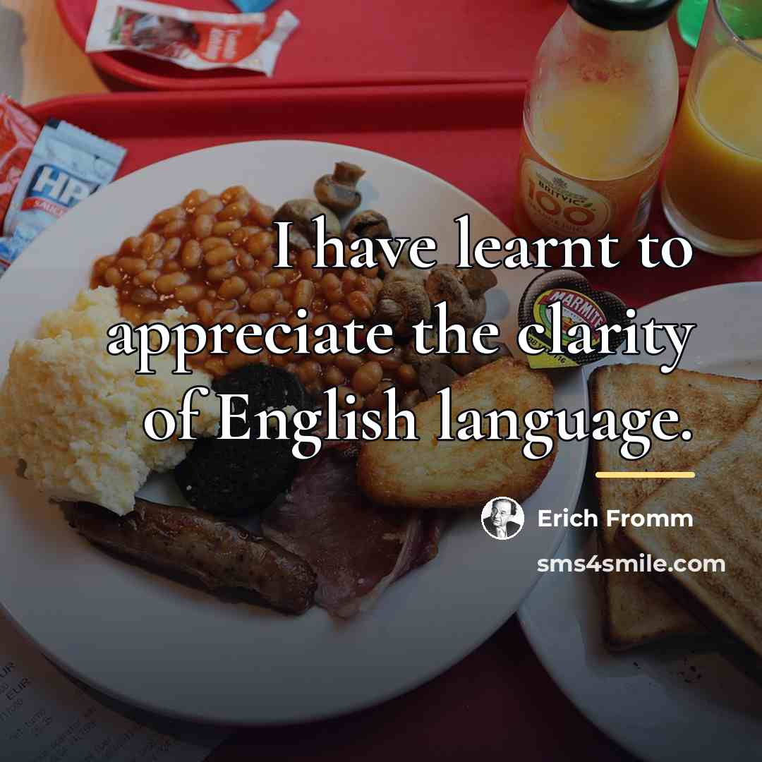 “I have learnt to appreciate the clarity of English language.…” quote by Erich Fromm