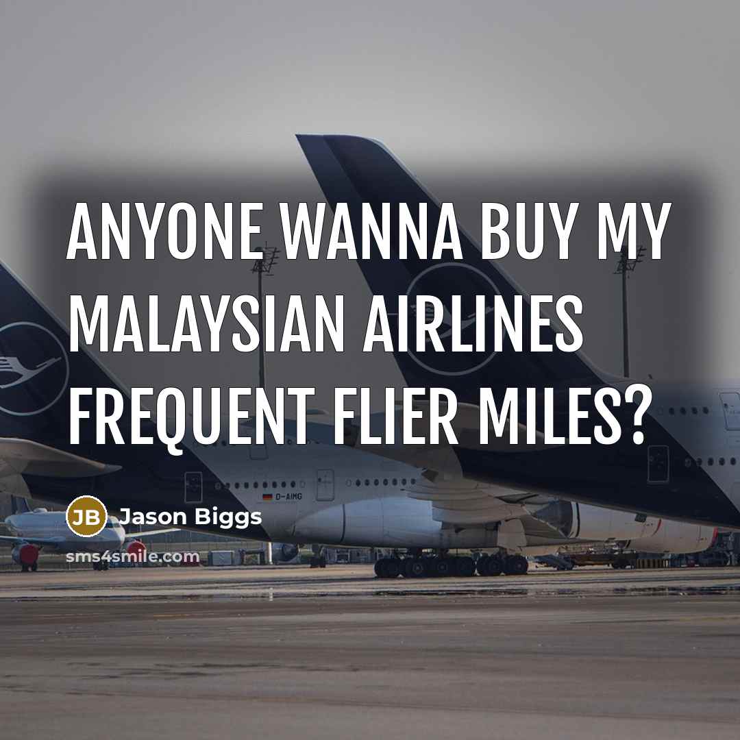“Anyone wanna buy my Malaysian Airlines frequent flier miles?…” quote by Jason Biggs