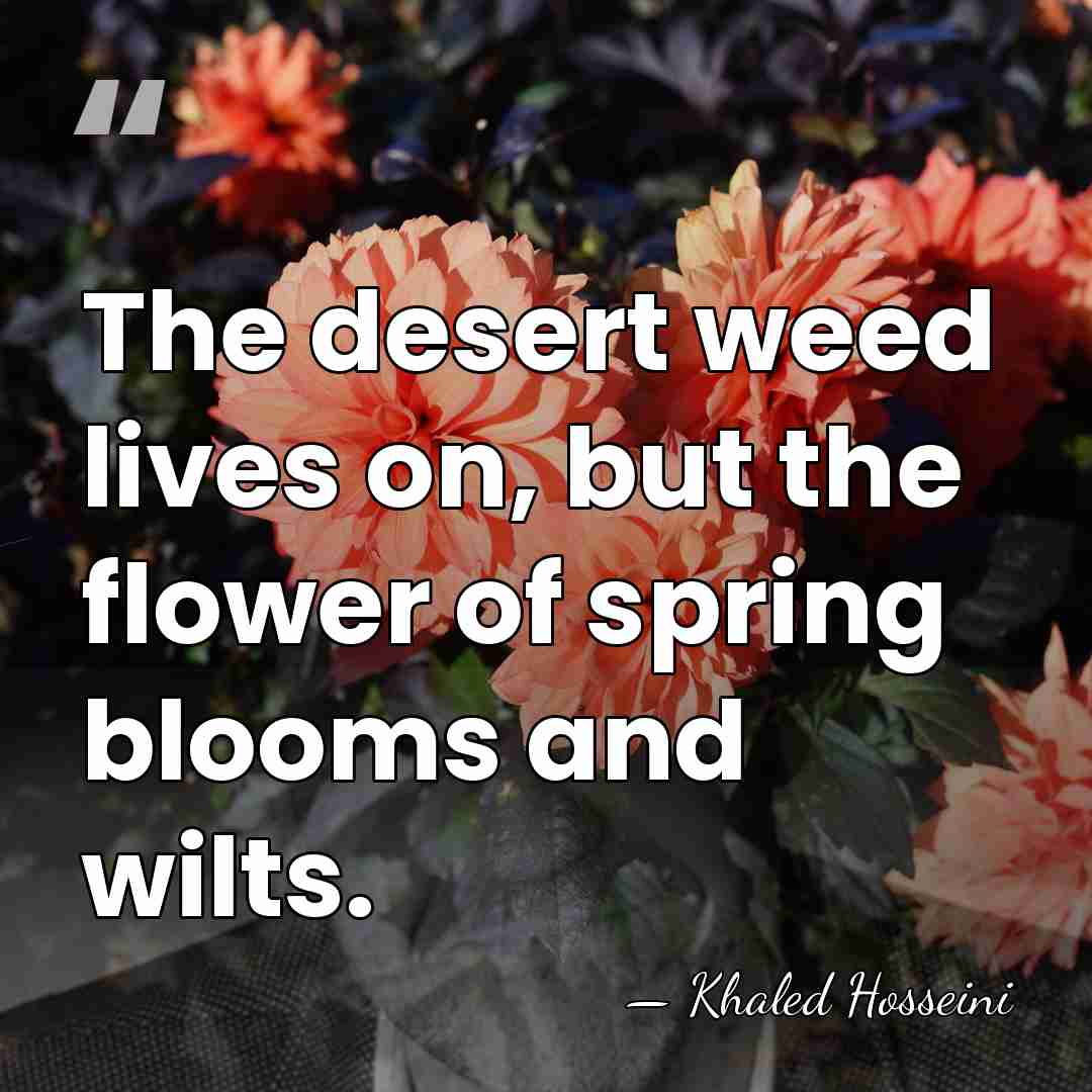 The desert weed lives on, but the flower of spring blooms and&hellip; - Khaled Hosseini