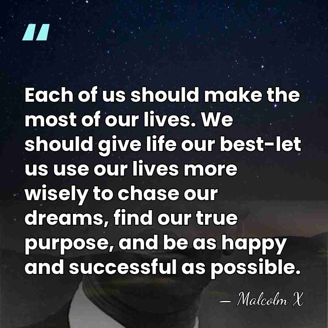 Each of us should make the most of our lives. We should&hellip; - Malcolm X