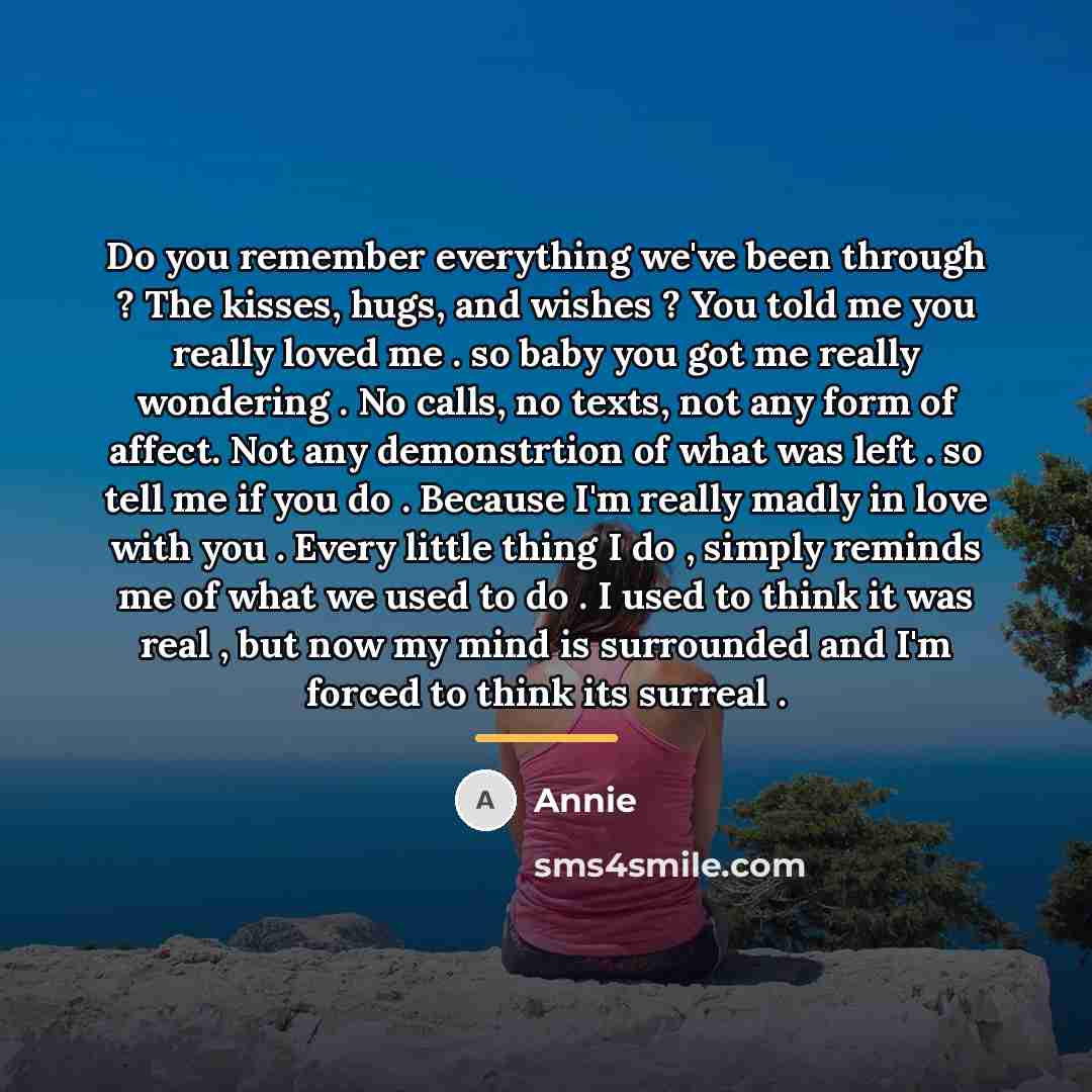 “Do you remember everything we've been through ? The kisses,…” quote by Annie