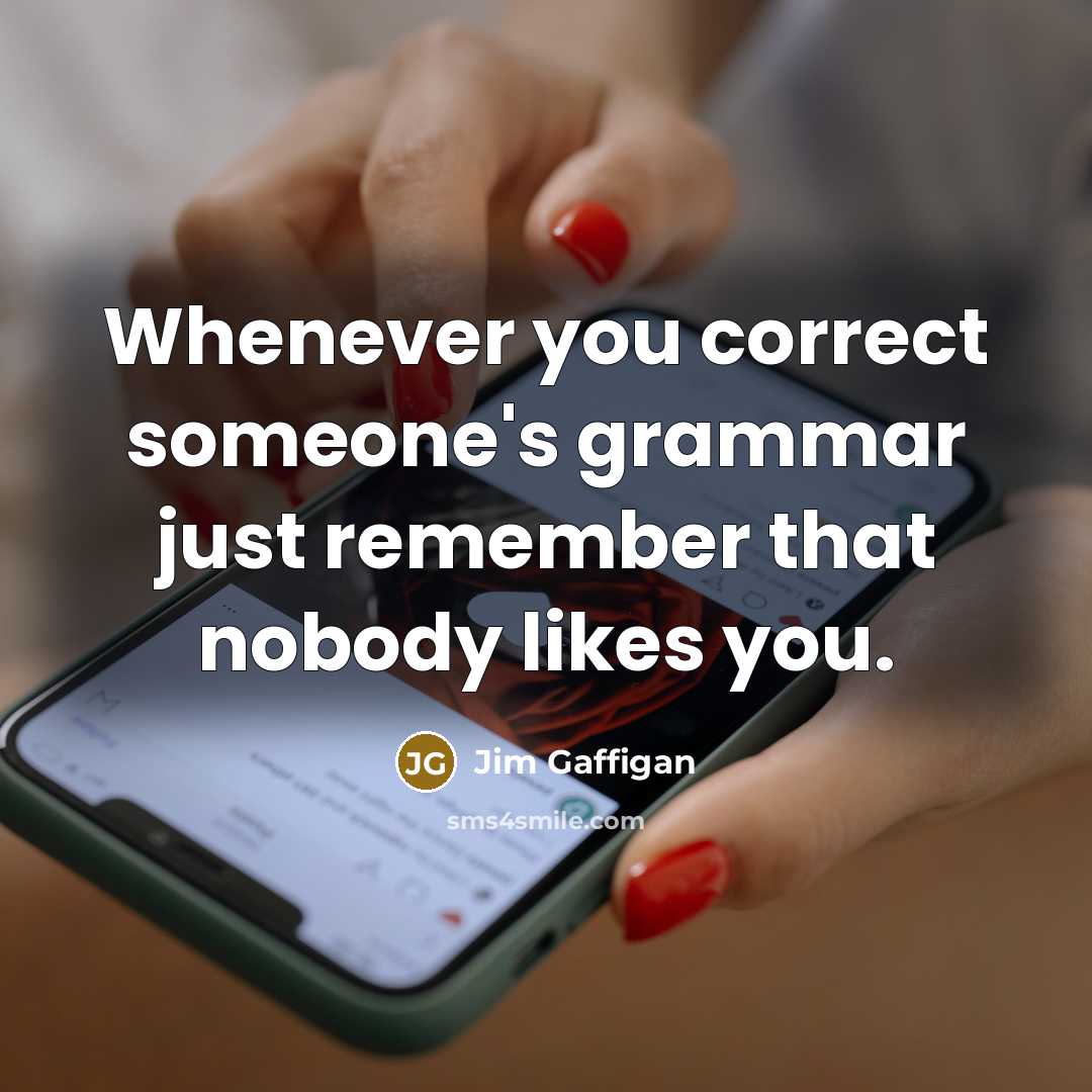 “Whenever you correct someone's grammar just remember that nobody likes…” quote by Jim Gaffigan