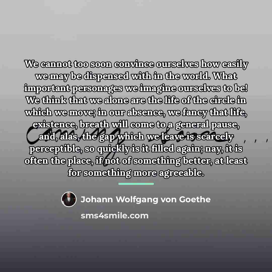 “We cannot too soon convince ourselves how easily we may…” quote by Johann Wolfgang von Goethe