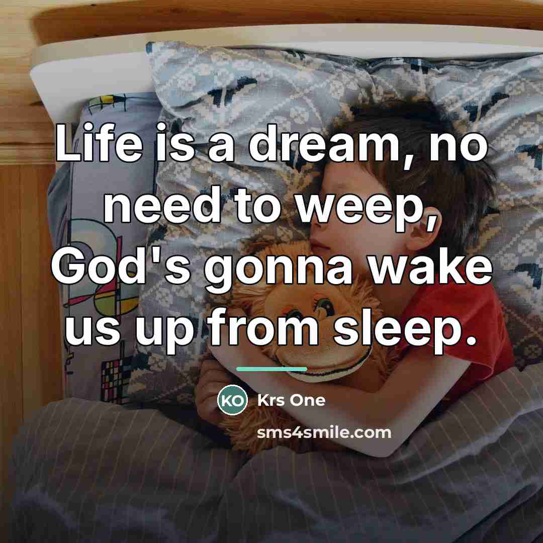 “Life is a dream, no need to weep, God's gonna…” quote by Krs One