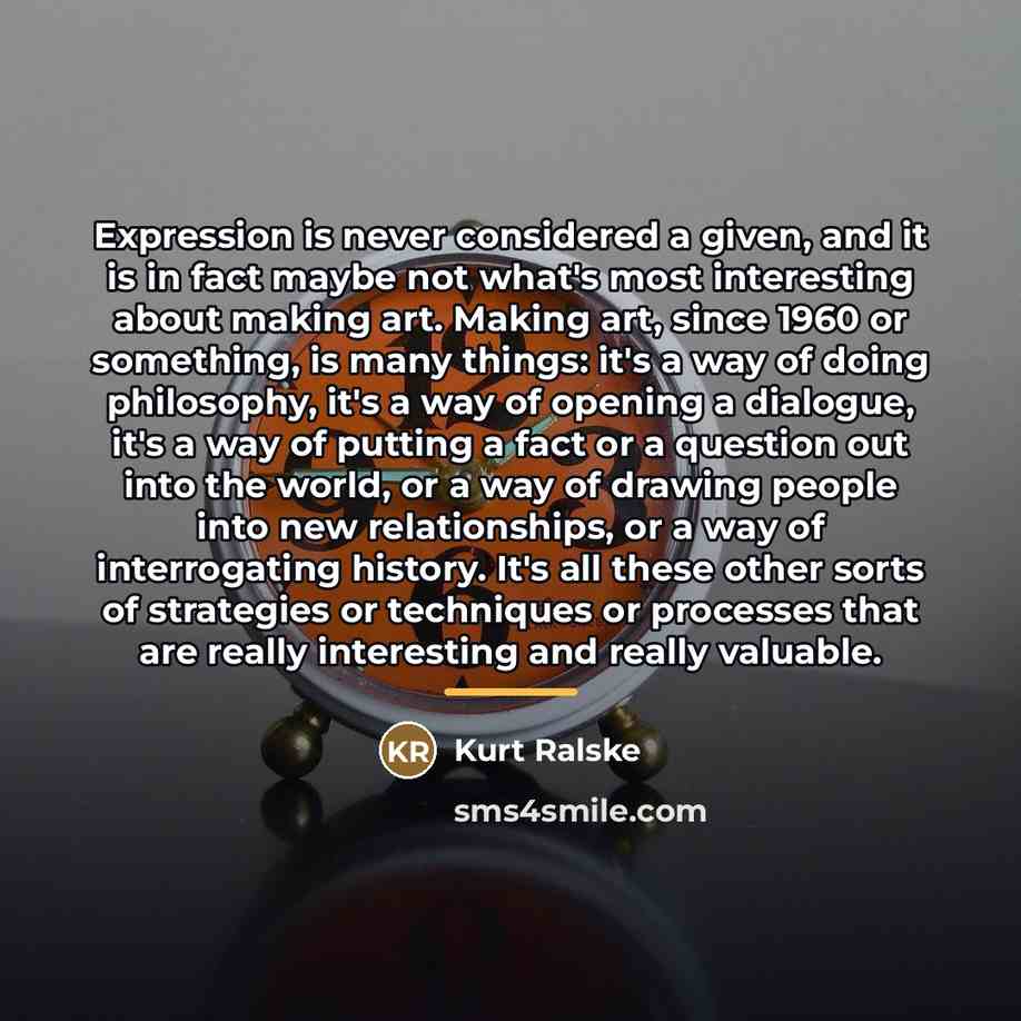 “Expression is never considered a given, and it is in…” quote by Kurt Ralske