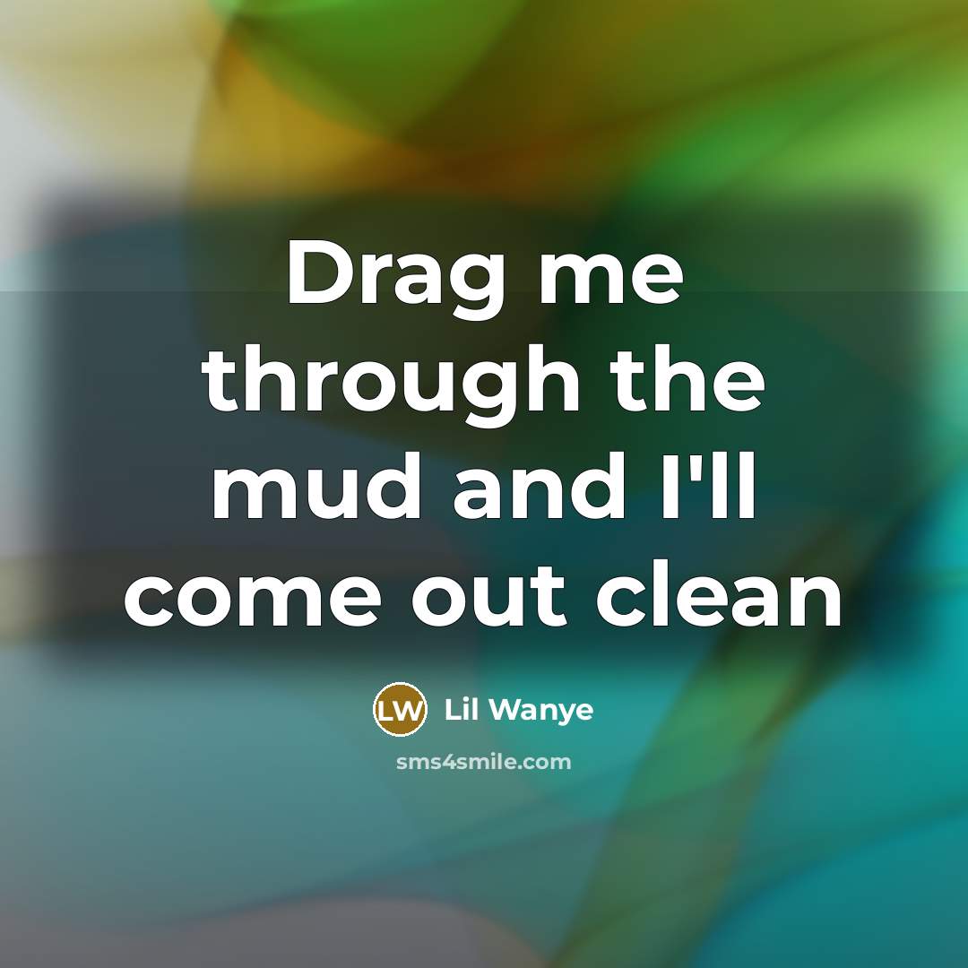 “Drag me through the mud and I'll come out clean” quote by Lil Wanye