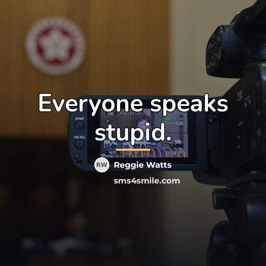 “Everyone speaks stupid.…” quote by Reggie Watts