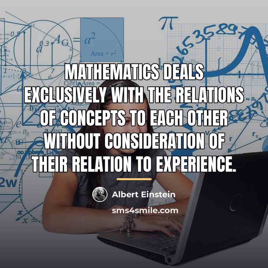 “Mathematics deals exclusively with the relations of concepts to each…” quote by Albert Einstein