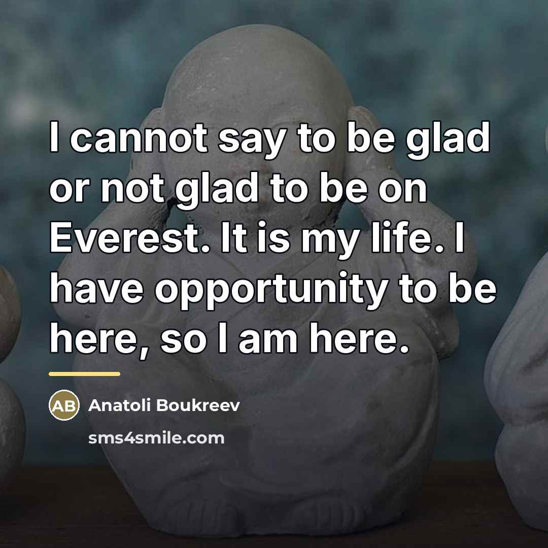 “I cannot say to be glad or not glad to…” quote by Anatoli Boukreev
