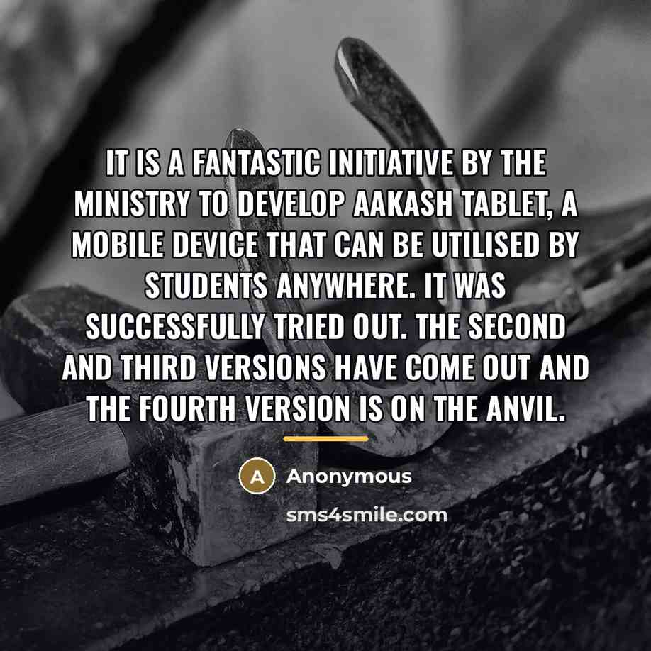 “It is a fantastic initiative by the ministry to develop…” quote by Anonymous