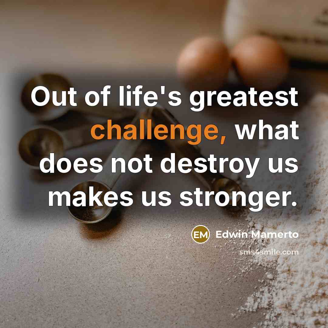 “Out of life's greatest challenge, what does not destroy us…” quote by Edwin Mamerto