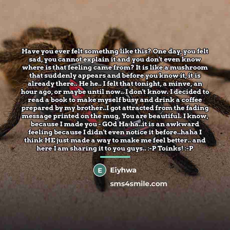 “Have you ever felt somethng like this? One day, you…” quote by Eiyhwa
