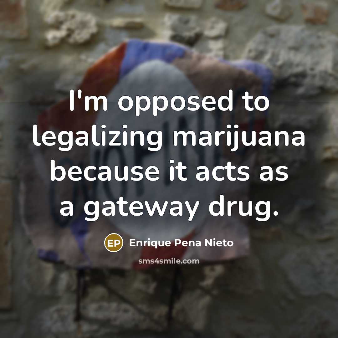 “I'm opposed to legalizing marijuana because it acts as a…” quote by Enrique Pena Nieto