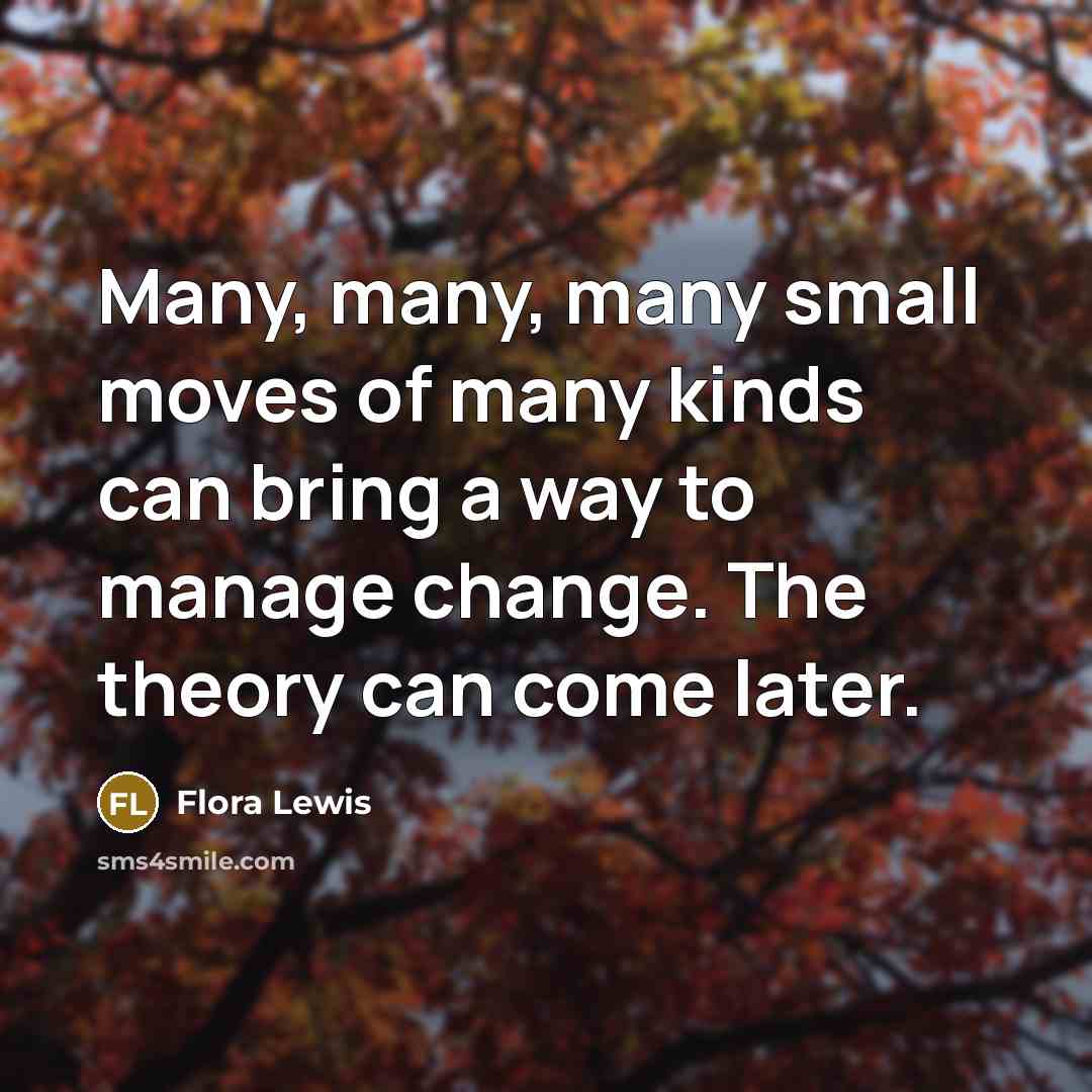“Many, many, many small moves of many kinds can bring…” quote by Flora Lewis