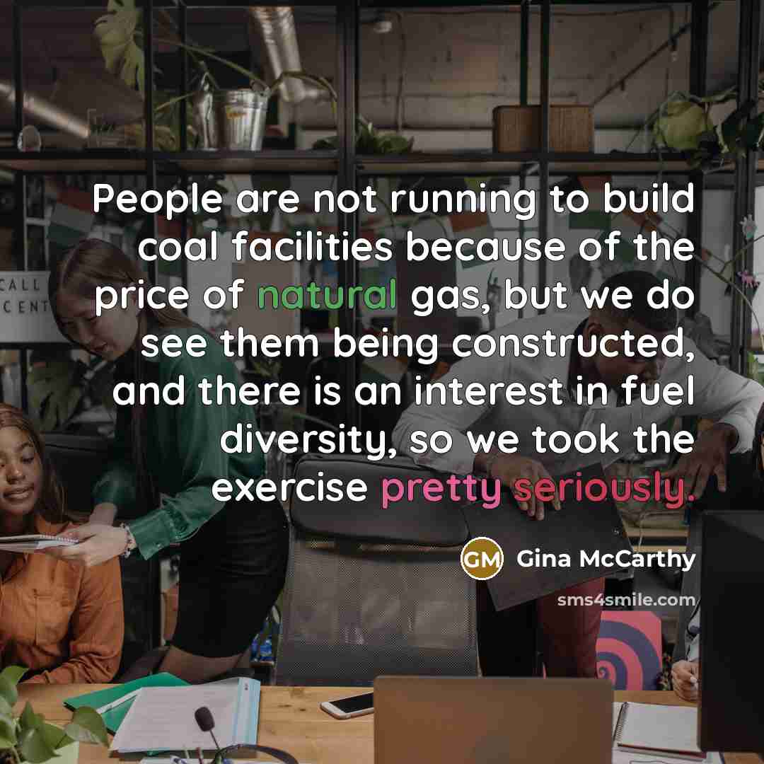 “People are not running to build coal facilities because of the price of natural gas, but we do see them being constructed, and there is an interest in fuel diversity, so we took the exercise pretty seriously.” quote by Gina McCarthy