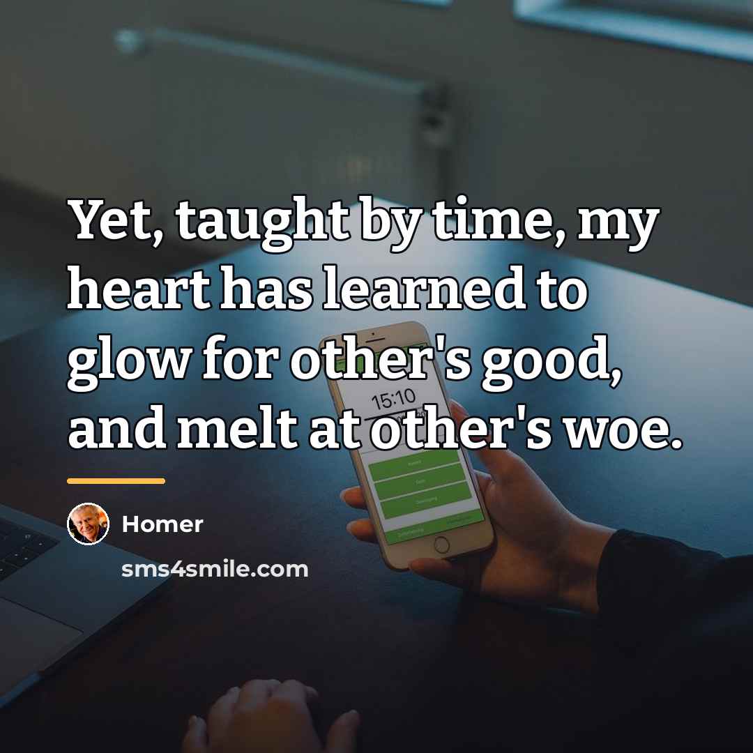 “Yet, taught by time, my heart has learned to glow…” quote by Homer