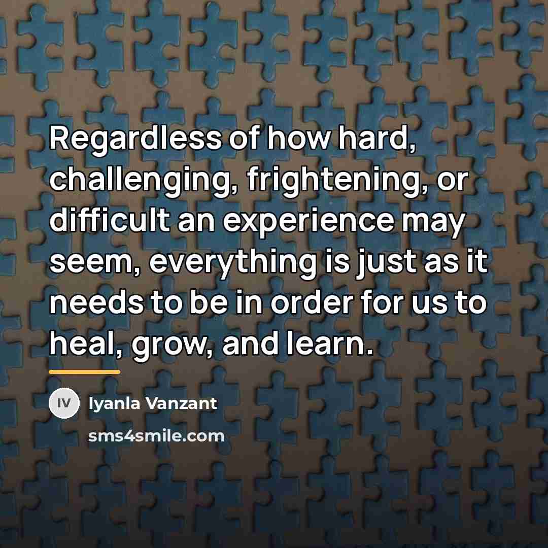 “Regardless of how hard, challenging, frightening, or difficult an experience…” quote by Iyanla Vanzant