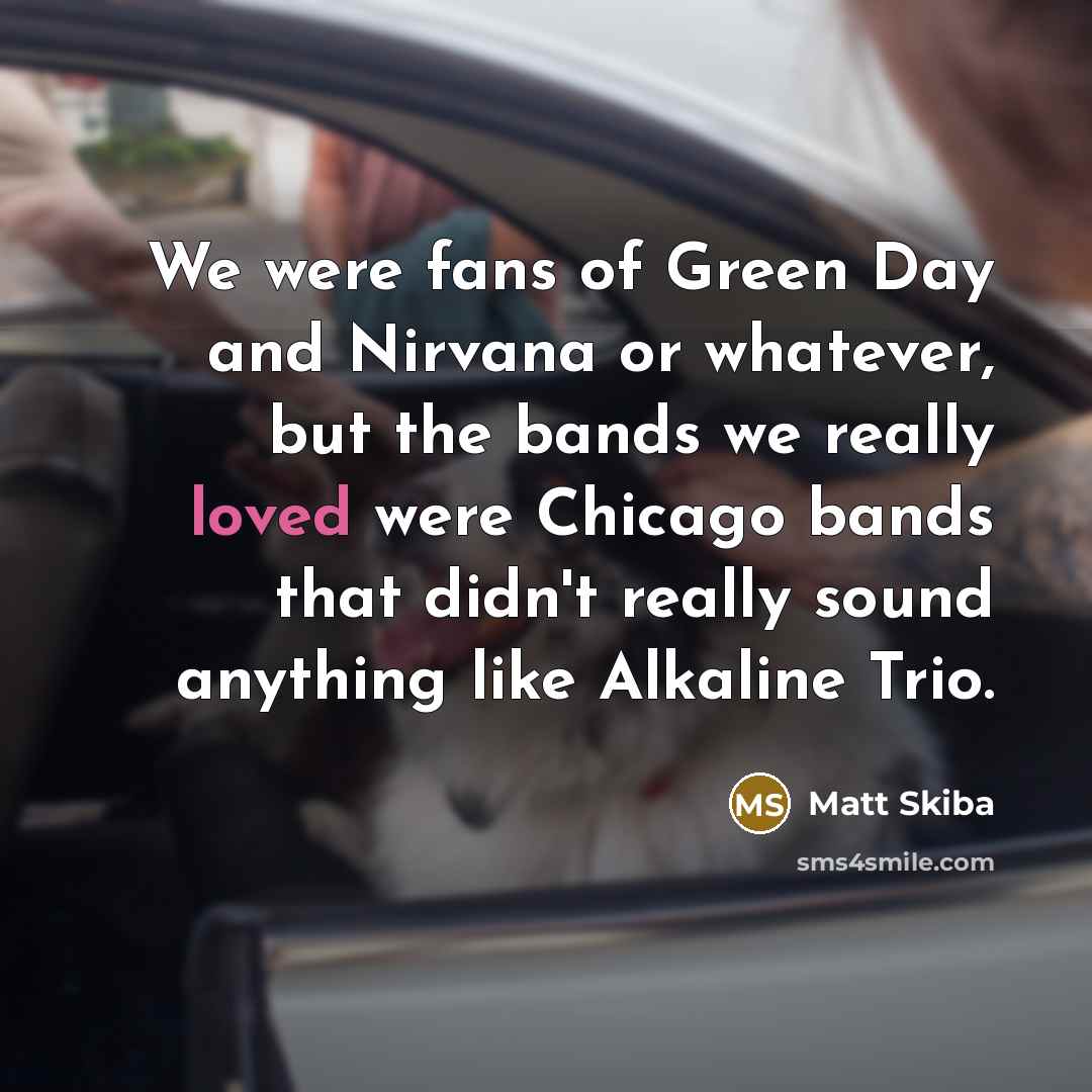 “We were fans of Green Day and Nirvana or whatever,…” quote by Matt Skiba