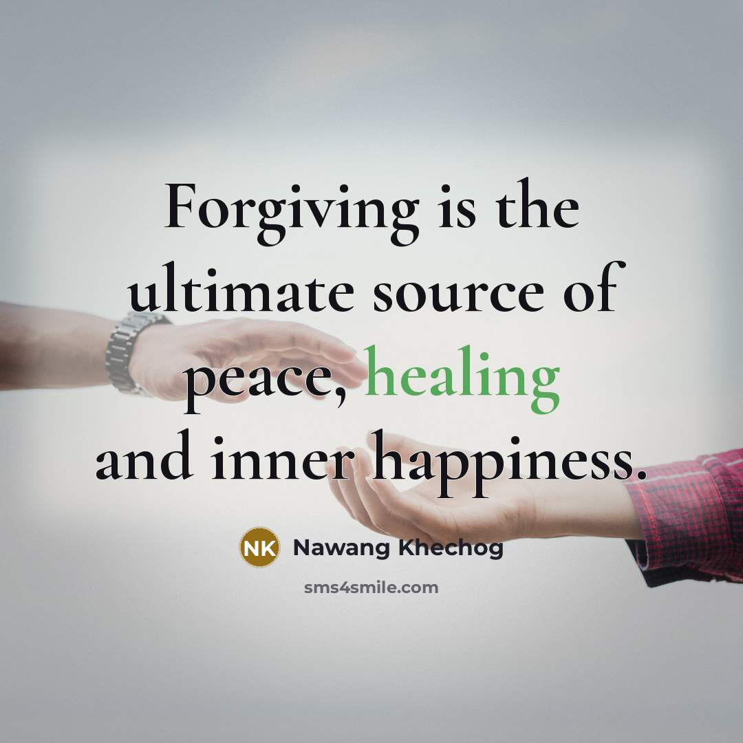 “Forgiving is the ultimate source of peace, healing and inner…” quote by Nawang Khechog