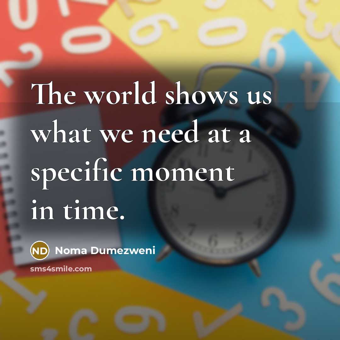 “The world shows us what we need at a specific…” quote by Noma Dumezweni