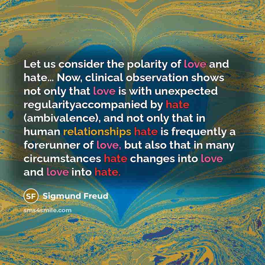 “Let us consider the polarity of love and hate.... Now,…” quote by Sigmund Freud
