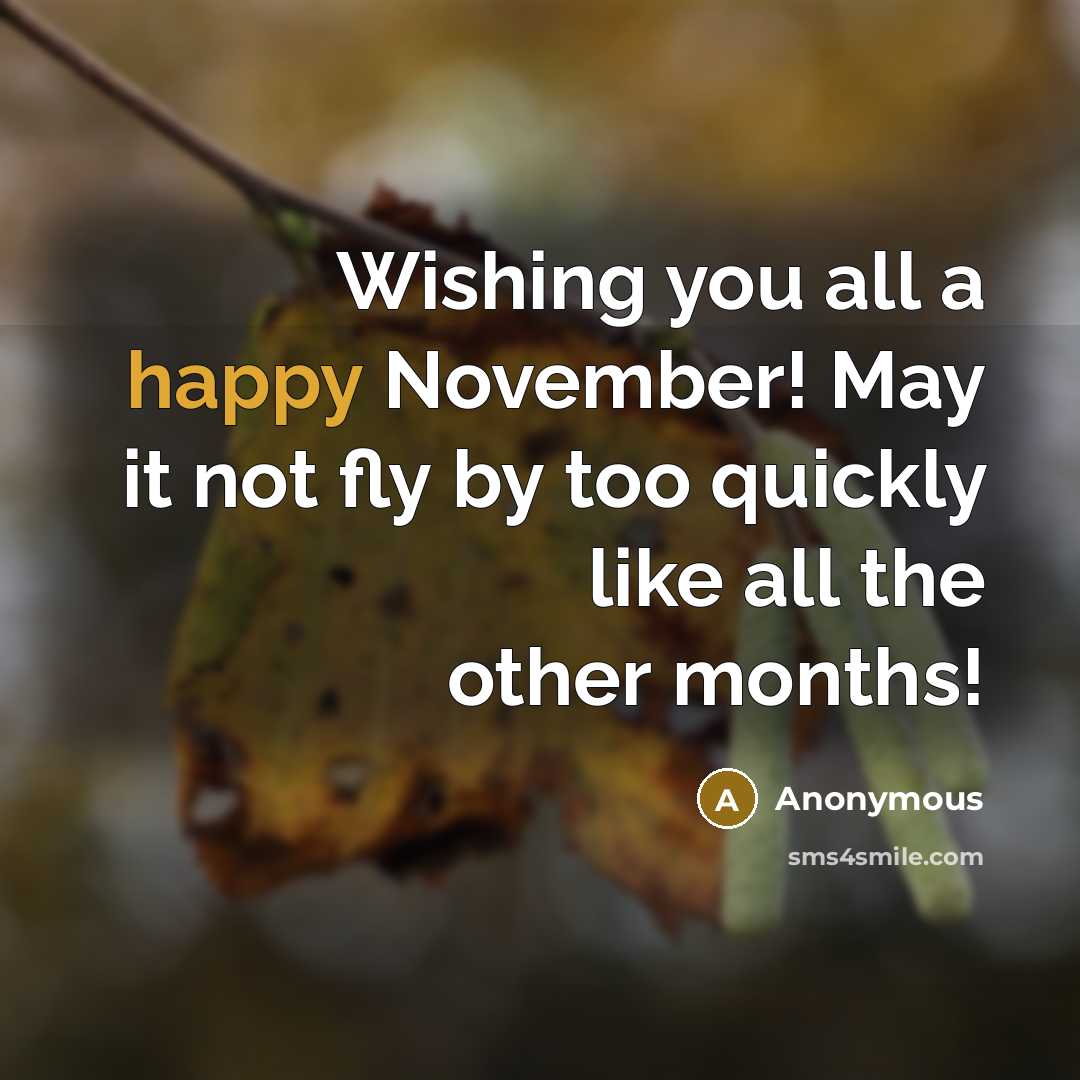“Wishing you all a happy November! May it not fly…” quote by Anonymous