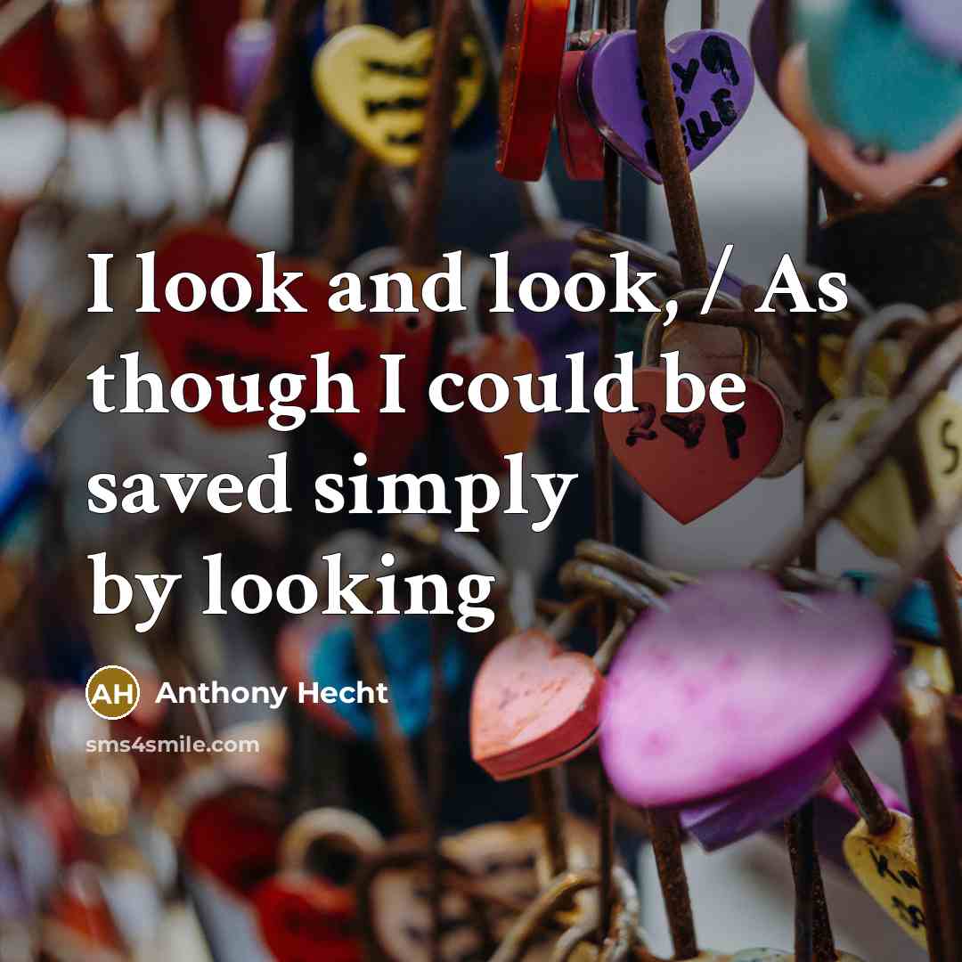 “I look and look, / As though I could be…” quote by Anthony Hecht
