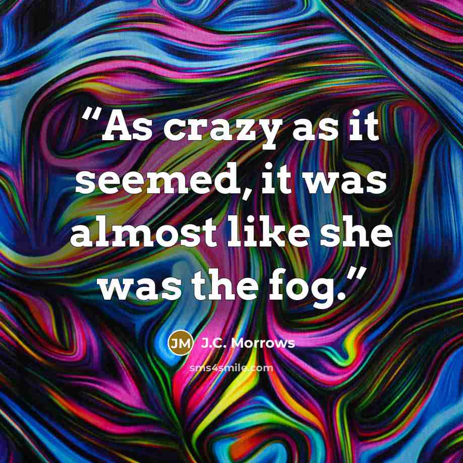 “As crazy as it seemed, it was almost like she was the fog.” quote by J.C. Morrows