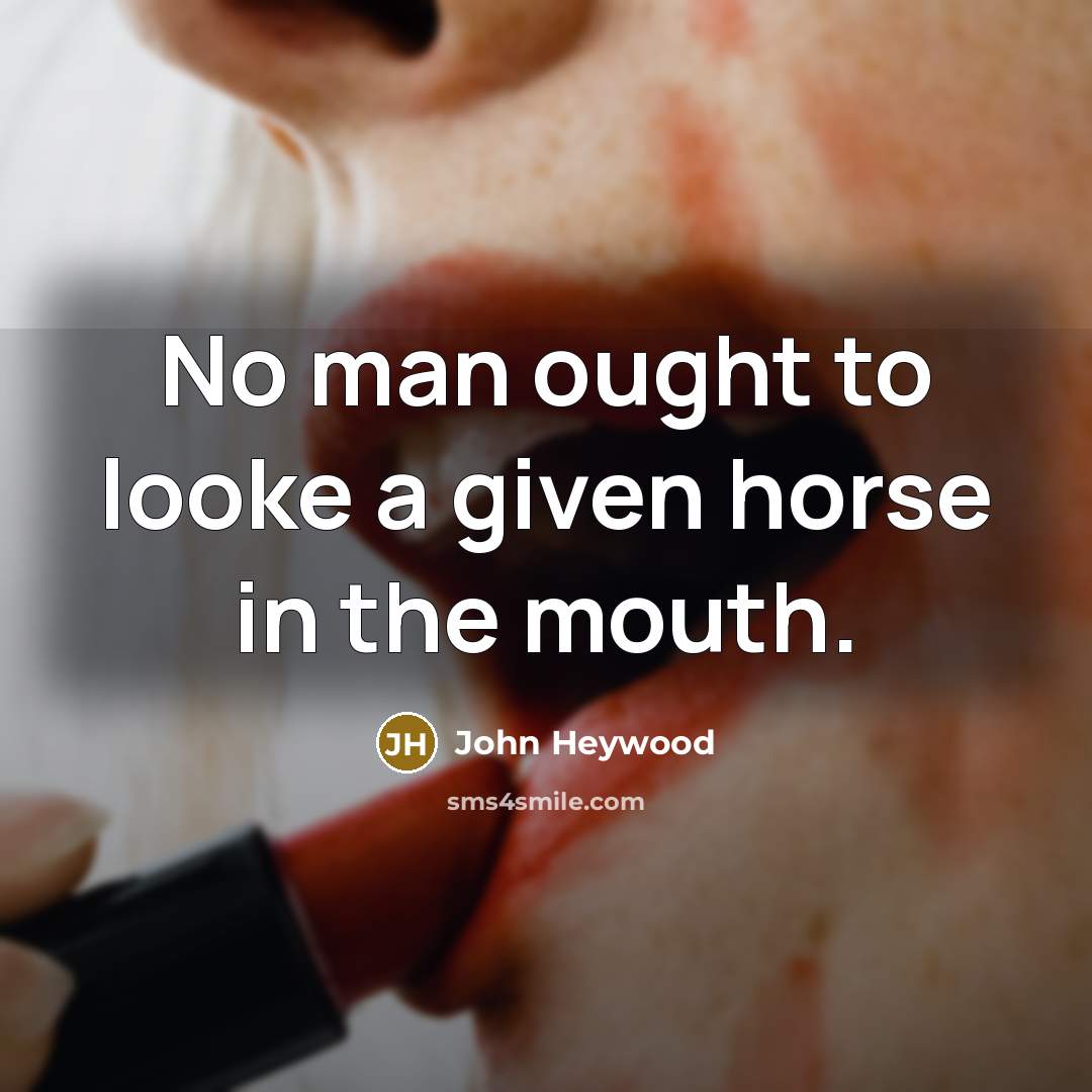 “No man ought to looke a given horse in the…” quote by John Heywood