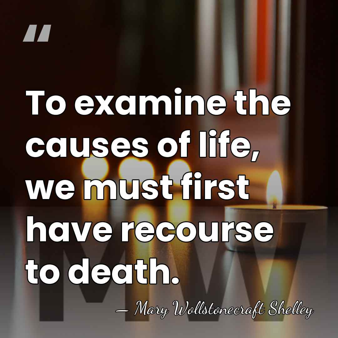 To examine the causes of life, we must first have recourse to&hellip; - Mary Wollstonecraft Shelley