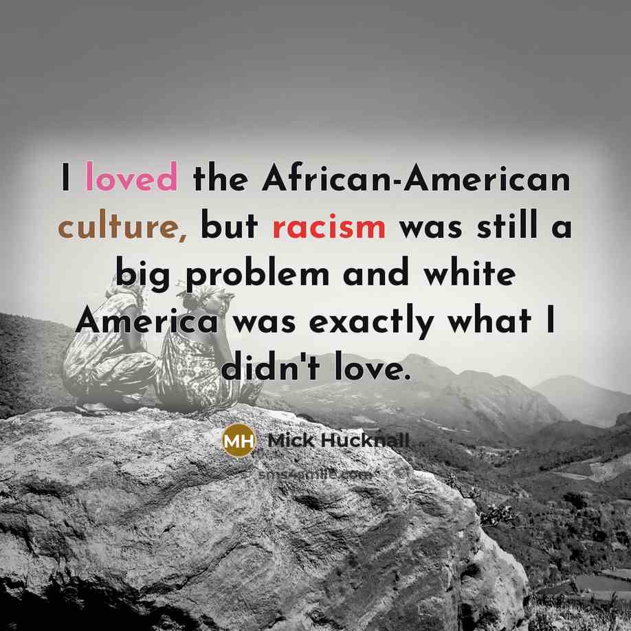 “I loved the African-American culture, but racism was still a big problem and white America was exactly what I didn't love.” quote by Mick Hucknall