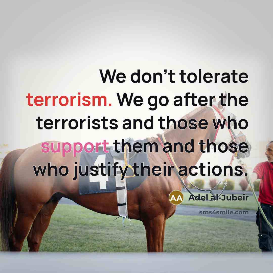 “We don't tolerate terrorism. We go after the terrorists and…” quote by Adel al-Jubeir