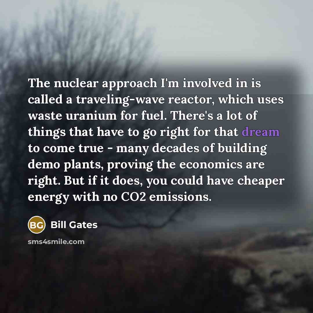 “The nuclear approach I'm involved in is called a traveling-wave…” quote by Bill Gates