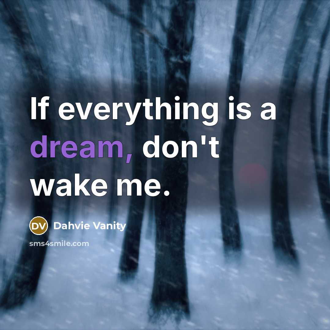 “If everything is a dream, don't wake me.…” quote by Dahvie Vanity