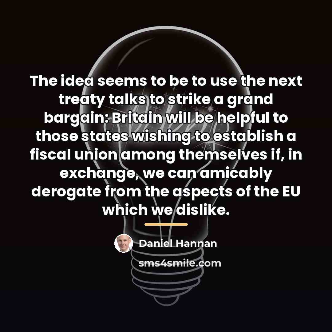 “The idea seems to be to use the next treaty…” quote by Daniel Hannan