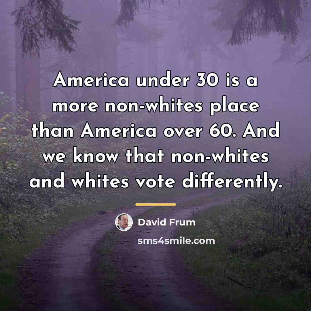 “America under 30 is a more non-whites place than America…” quote by David Frum