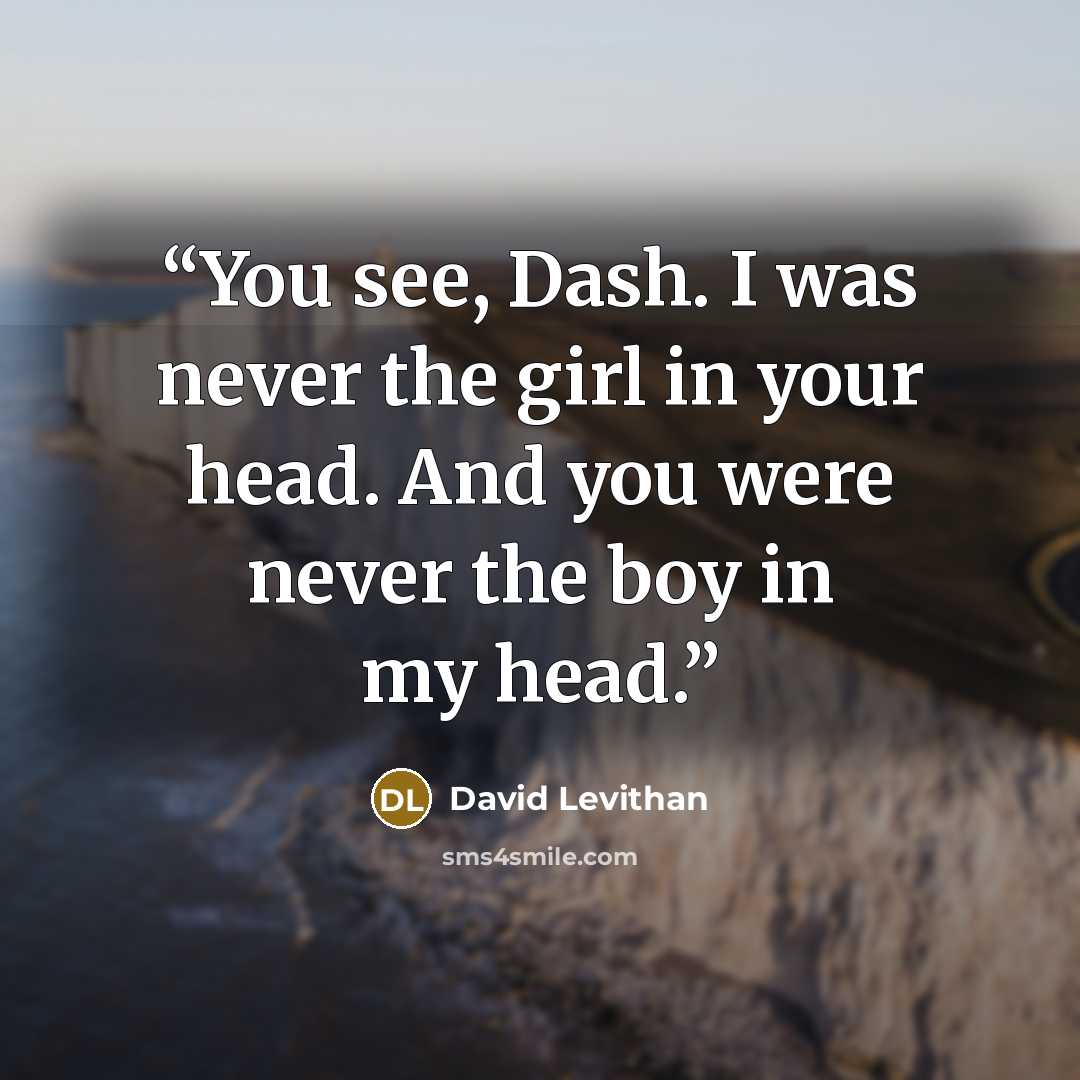 “You see, Dash. I was never the girl in your head. And you were never the boy in my head.” quote by David Levithan