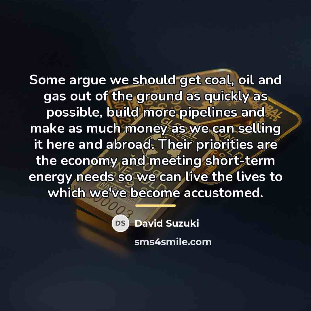 “Some argue we should get coal, oil and gas out…” quote by David Suzuki