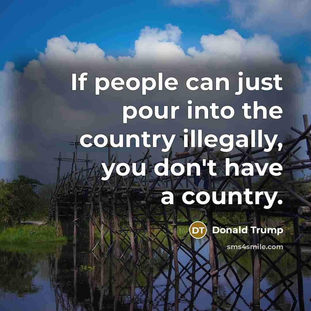 “If people can just pour into the country illegally, you…” quote by Donald Trump