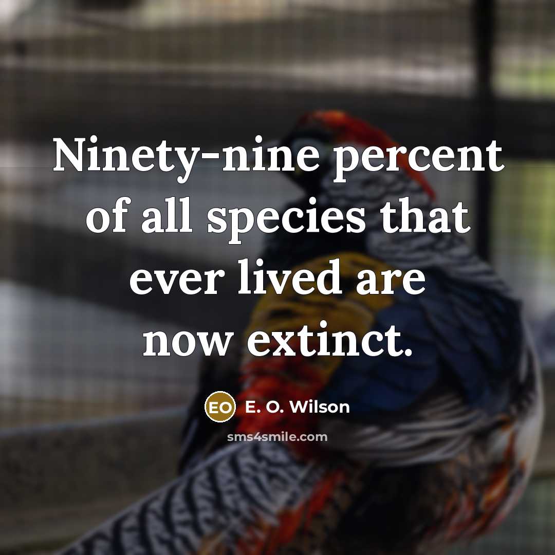 “Ninety-nine percent of all species that ever lived are now…” quote by E. O. Wilson