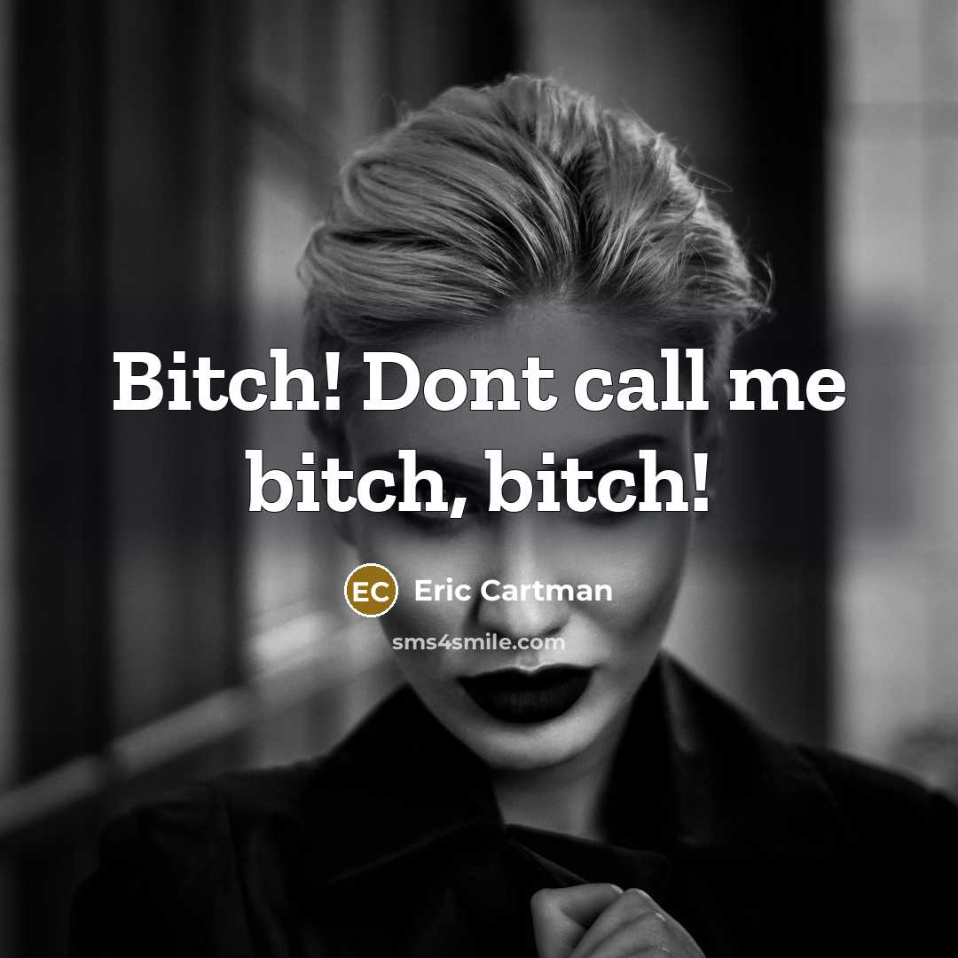 “Bitch! Dont call me bitch, bitch!” quote by Eric Cartman